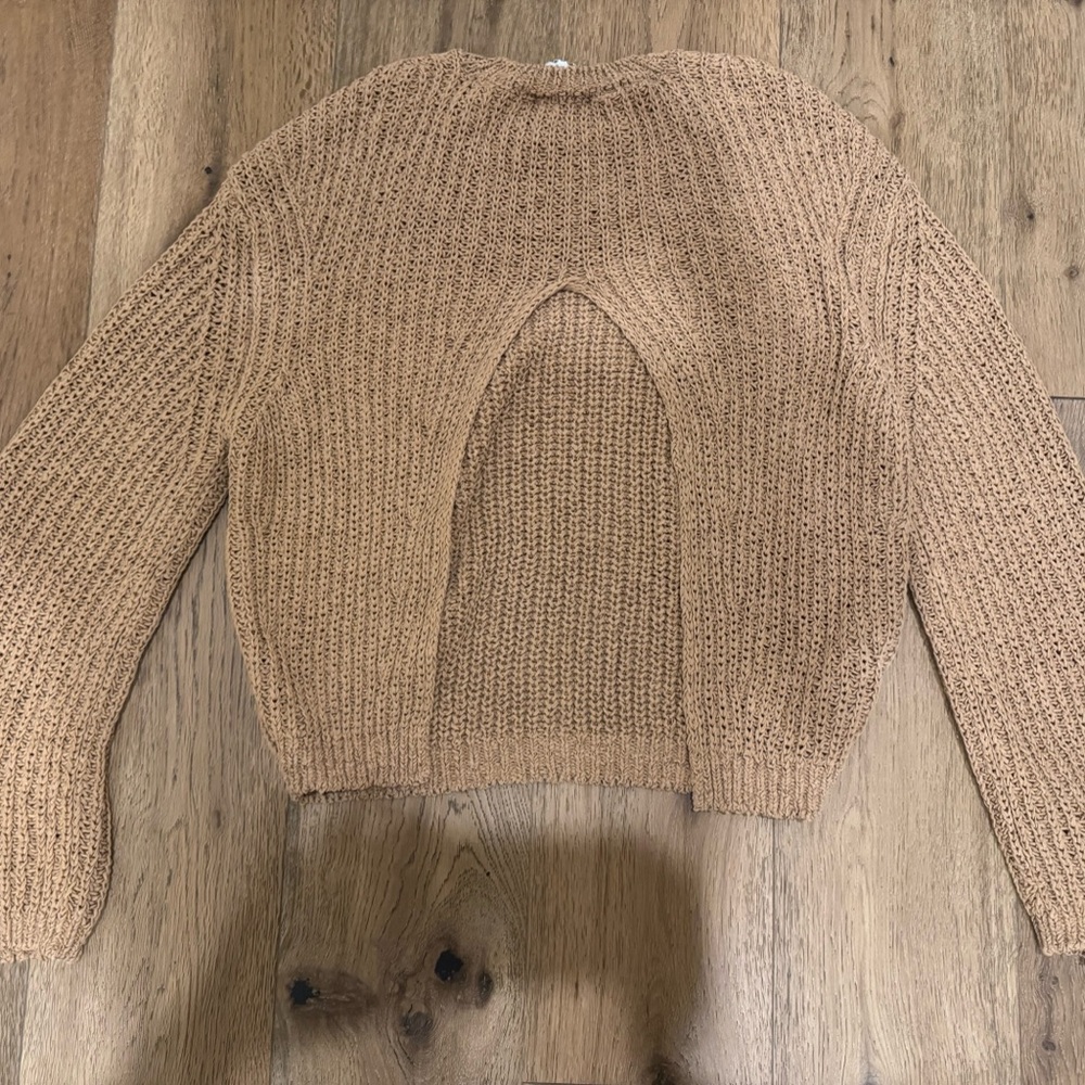 NANUSHKA Saio Open Back Chunky Open Weave Crewneck Sweater Nude $365 Medium - Picture 10 of 12